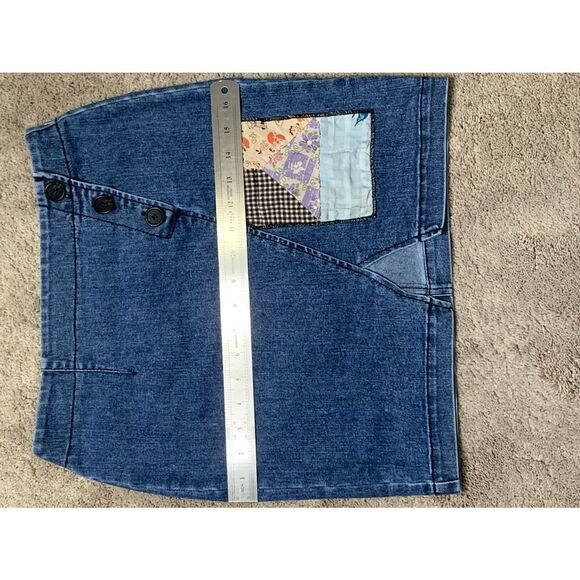 New. R.G KANE stretch patchwork denim skirt - Picture 8 of 10
